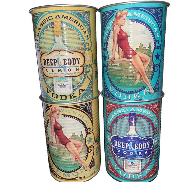 Deep Eddy Other - DEEP Eddy Vodka & Lemon Infused Vodka Tin Can Cups Set of 4 Collectible